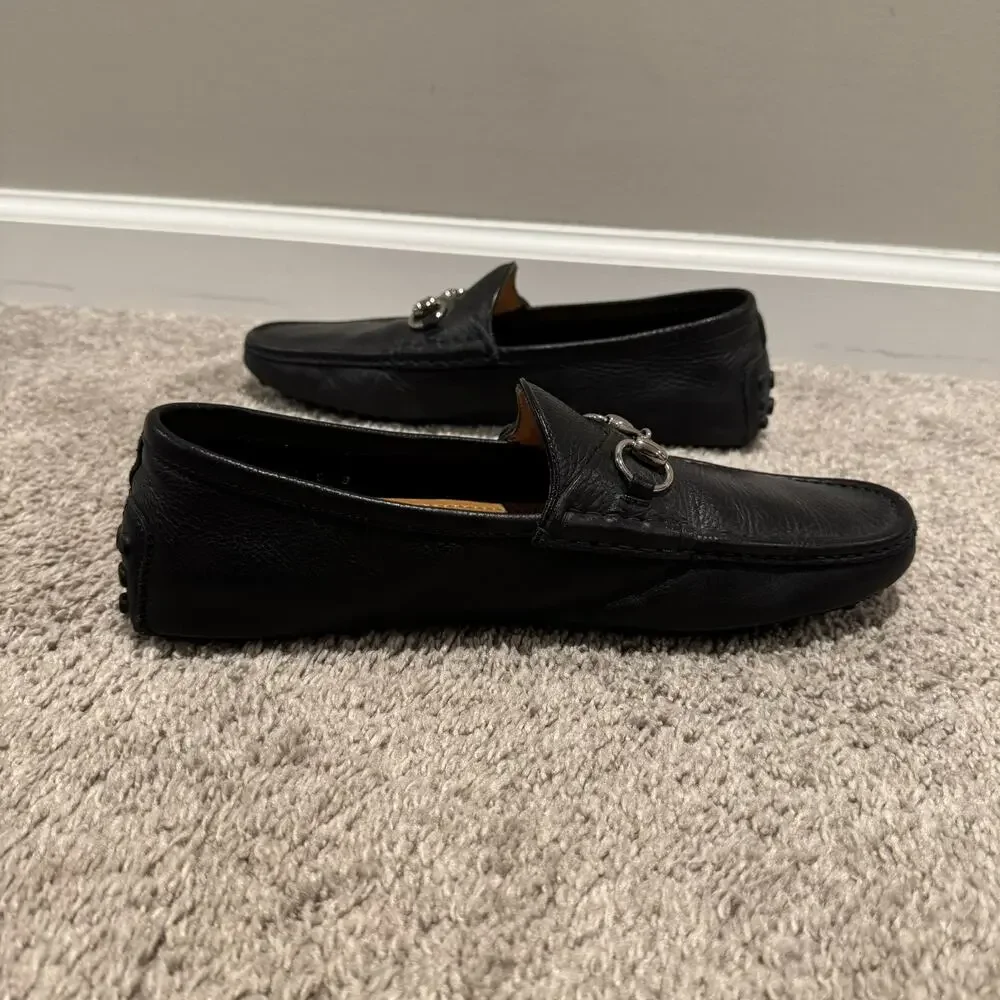 Gucci Men’s Black Leather Horsebit Driver Loafer Slip-On Shoes 9G (10.5/11 US)